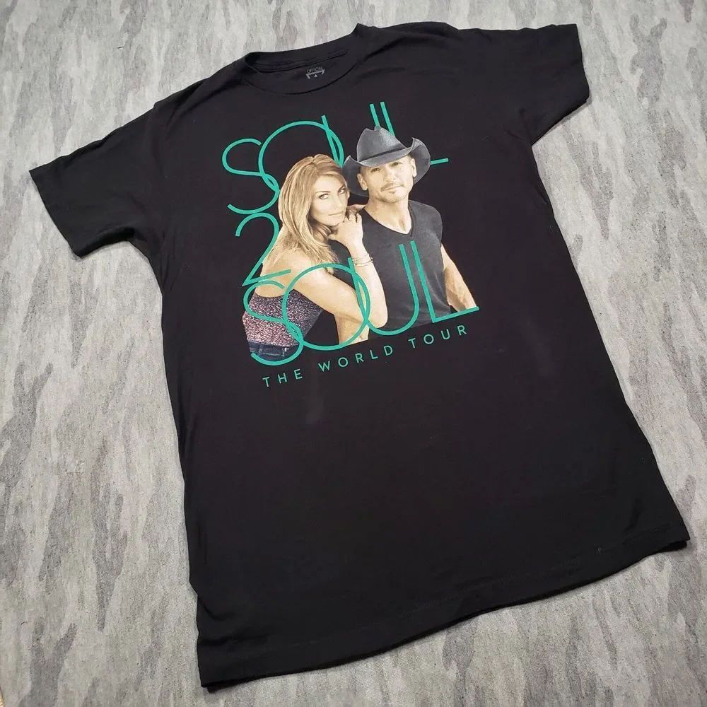 Tim McGraw Faith Hill World Tour Shirt Adult Medium Black Soul 2 Soul - Picture 3 of 11